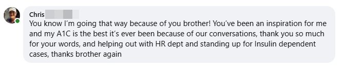 Facebook testimonial screenshot